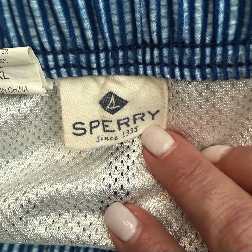 Sperry Swim Trunks Blue Striped Nautical Print Size XL - Picture 5 of 9